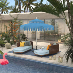 California Umbrella Terrace Series 9 FT Limited Edition Malibu Point Scallop Cut Dream House Edition Patio Umbrella LUNA906B174DT-5426-MPS-BND503016