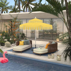 California Umbrella Terrace Series 9 FT Limited Edition Malibu Point Scallop Cut Dream House Edition Patio Umbrella LUNA906B174DT-5426-MPS-BND503016
