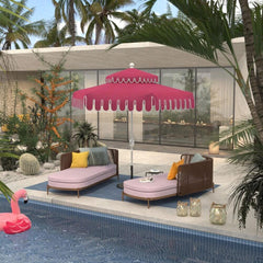 California Umbrella Terrace Series 9 FT Limited Edition Malibu Point Scallop Cut Dream House Edition Patio Umbrella LUNA906B174DT-5426-MPS-BND503016