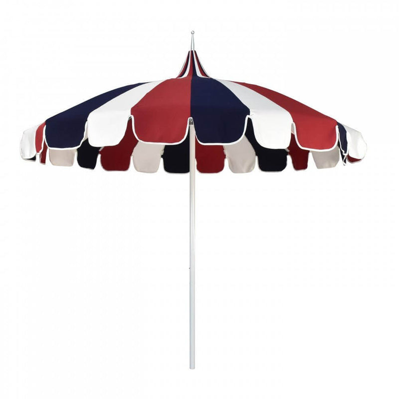 California Umbrella Tri-Color Pagoda Series 8.5 ft Residential Patio Umbrella - Patriotic Red, White, and Blue Pagoda Cut SMPT852174PD-5404-5439-5403-3AL-BND503016