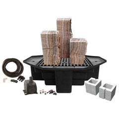 EasyPro Cortez Fountain Column Kit - 18", 24" and 30" w/ 48" basin, 1000gph pump, plumbing and light rings HDS325KL