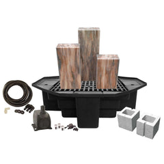 EasyPro Tranquil Décor - Designer Series - Moreno Fountain Column Kit - 18", 24" and 30" w/ 48" basin, 1000gph pump, plumbing and light rings HDS320KL