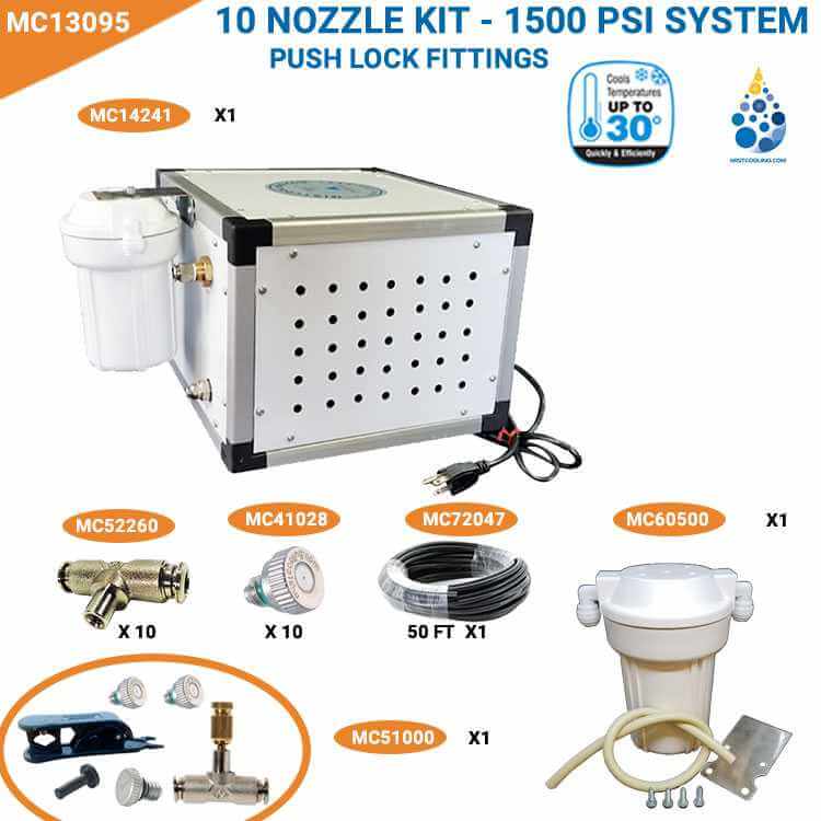Mistcooling 1500 PSI Standard Misting Package - Flexible Tubing - Free Smartphone Controller MC13090