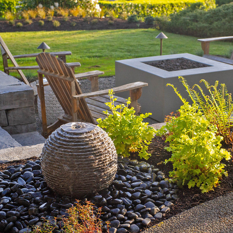 Blue Thumb Ribbed Sphere - Granite Fountain Kit ABGSR16K